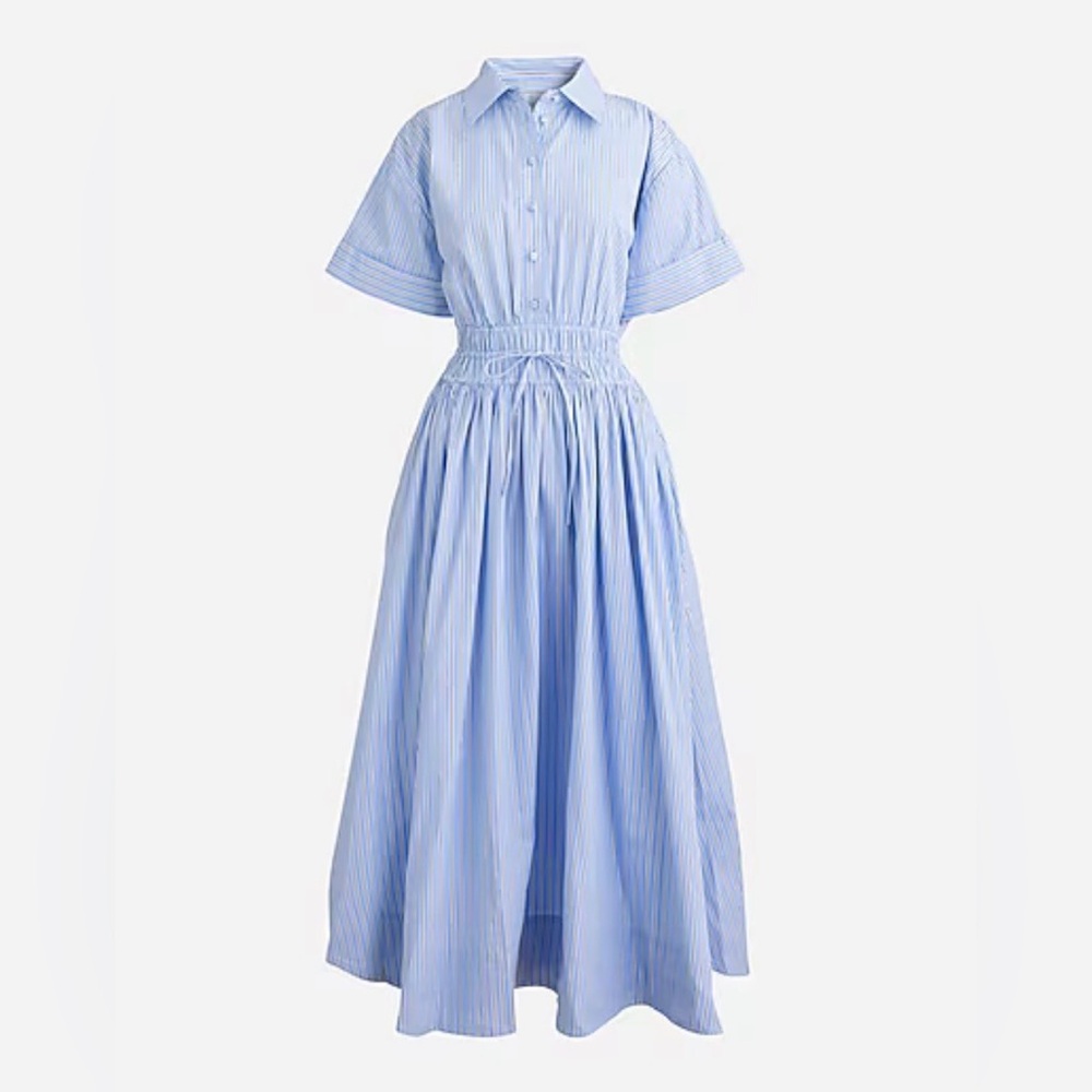 J.Crew Elena shirtdress in striped cotton size 12 medium blue